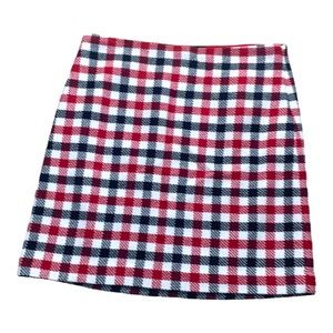 TALBOTS wool blend Plaid Check red white Skirt s‎ 12p